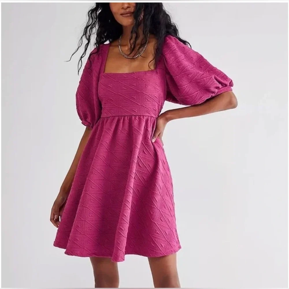 Free‎ People Pink Textured Mini Dress